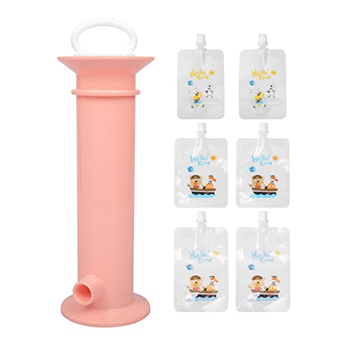 7-Piece Reusable Baby Food Pouch Set - BPA-Free Squeeze Pouches for Homemade Fruit Puree & Yogurt | Perfect for Toddler Snacks, On-the-Go Meals & Lunchboxes (Pink)