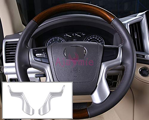 Premium Toyota Land Cruiser 200 Steering Wheel Trim Panel Overlay - Silver LC200 Accessories for 2016-2017 Models | Interior Car Styling Upgrade for Enhanced Driving Experience