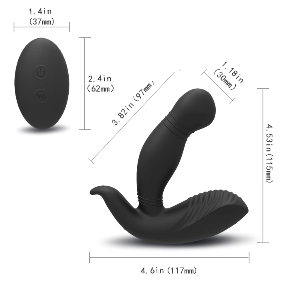 Premium Large Base Prostate Massager for Men - Black Silicone Design with 9 Powerful Vibration Modes | USB Rechargeable & Waterproof Anal Stimulator | Perfect for Solo Play, Couples Use & Stress Relief