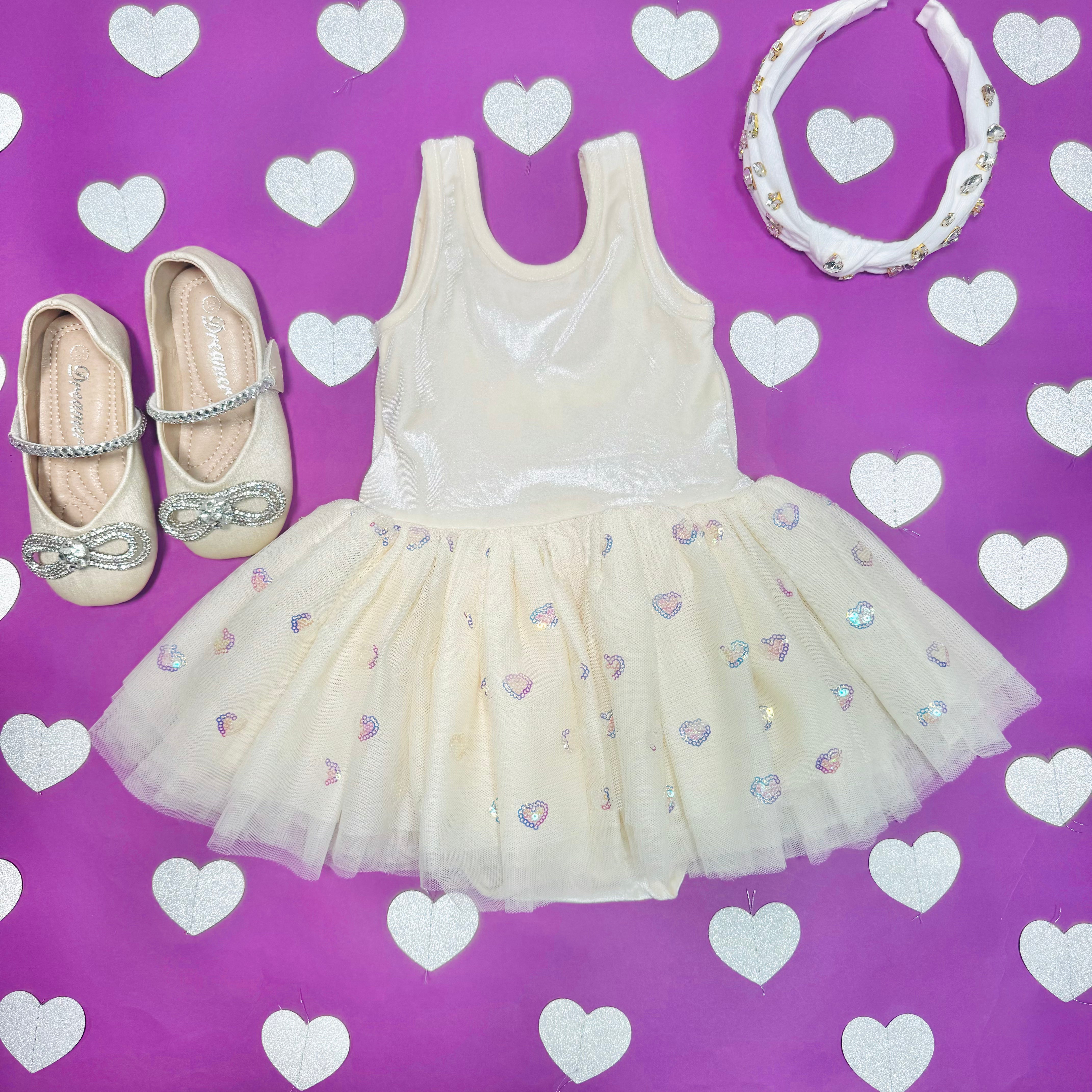 Tulla Sequin Hearts Tutu Dress for Girls - Sparkly Party Dress for Birthday, Dance Recital & Special Occasions