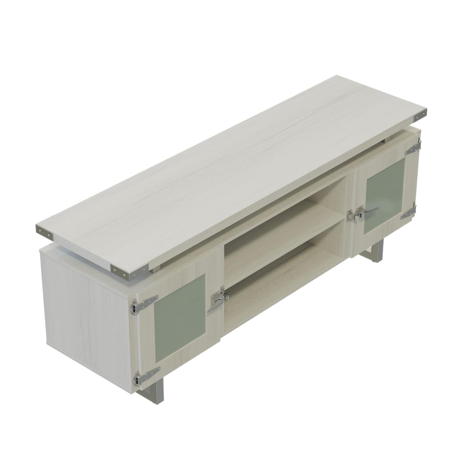 Mirella Low Wall Cabinet with Glass Doors - Modern Bathroom Storage & Display Unit for Towels, Toiletries & Decor