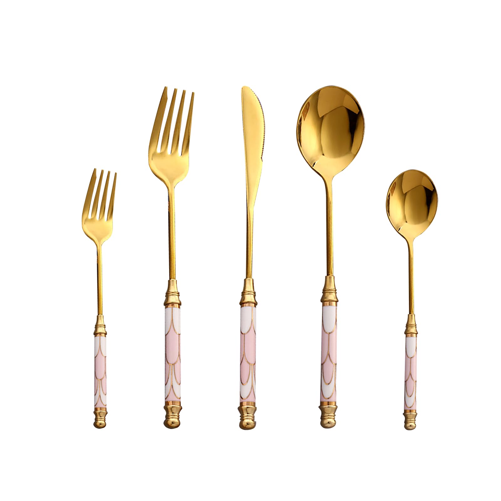 20-Piece Silverware Set with Ceramic Handle - Premium Food Grade Stainless Steel Flatware Set, Mirror Polished Cutlery Set for 4 People - Dishwasher Safe (Pink) - Perfect for Dining, Parties, and Everyday Use