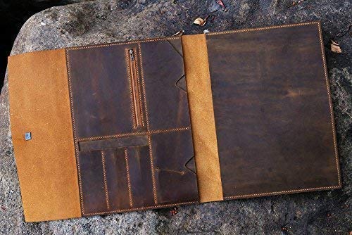 Handmade Distressed Leather MacBook Pro Laptop Case - Vintage Business Portfolio & Travel Organizer (MB05PDB) | Perfect for Office, Commuting & Business Trips