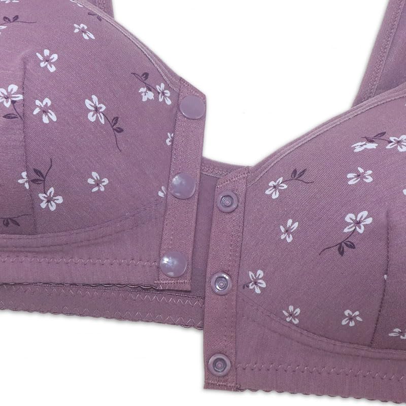 Wireless Front Closure Bras for Women - Comfortable Snap Hook Daisy Design, No Underwire Support for Seniors | Perfect for Everyday Wear, Yoga, and Relaxation