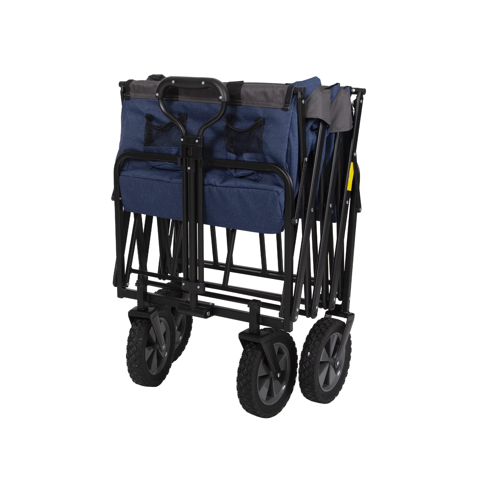 **MacSports Foldable Beach Cart & Utility Wagon - Heavy Duty Collapsible Grocery Cart with Wheels for Beach, Camping, Picnics & Outdoor Adventures (Navy Blue)**