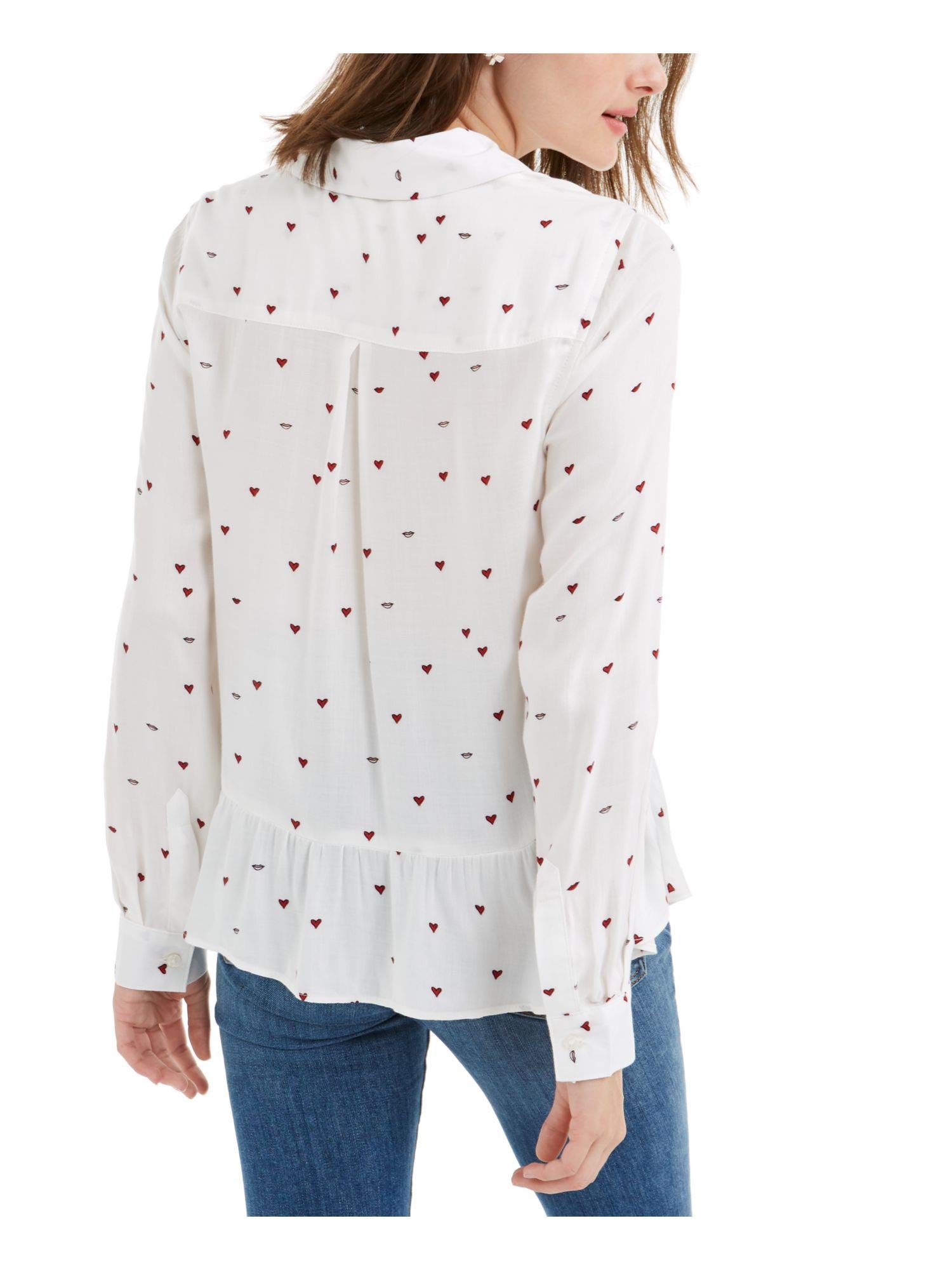 Maison Jules Printed Peplum Top with Red Heart String - Flirty & Feminine Blouse for Date Night & Special Occasions