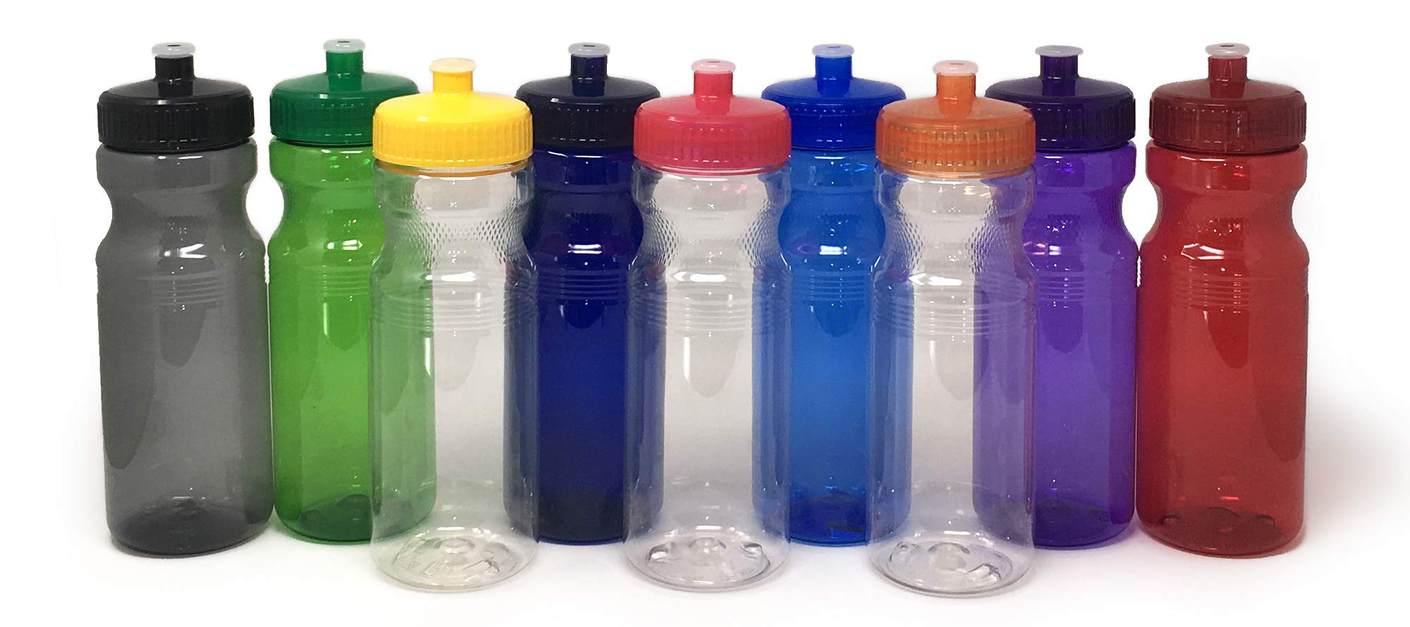 Rolling Sands 24oz BPA-Free Plastic Water Bottles (10-Pack) | Made in USA | Reusable Leak-Proof Water Bottles for Gym, Hiking, Camping & Office Use