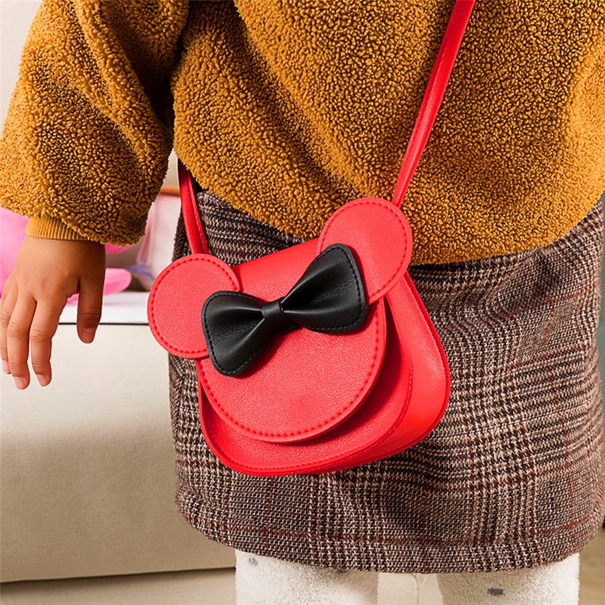Leprato Cute Crossbody Purse for Little Girls - Bowknot Shoulder Bag & Coin Purse with Adorable Mouse Ear Headband | Perfect for Birthday Gifts, Dress-Up Play, and Everyday Use