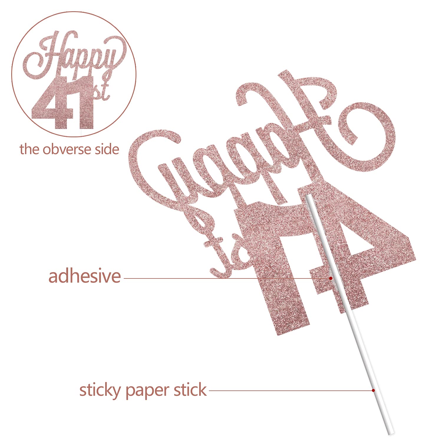 LINGTEER 41st Birthday Cake Topper - Cheers to 41 Years Old Party Decorations for Women & Men - Perfect for Birthday Cakes, Cupcakes, and Dessert Table Centerpieces