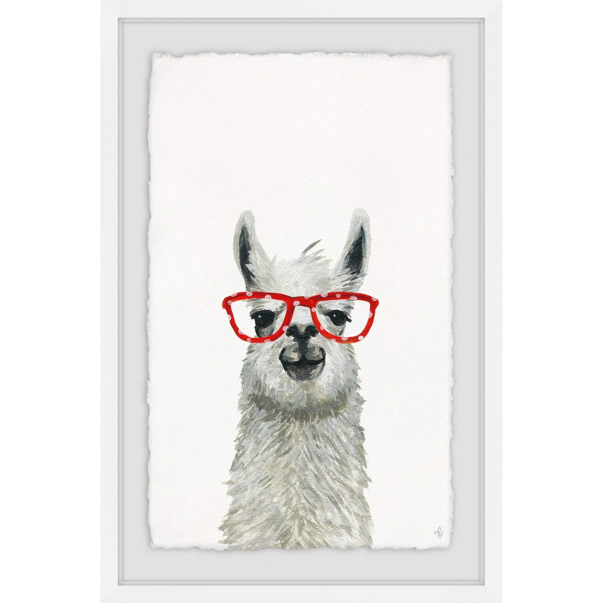 Handmade Red Trendy Llama Framed Print 12x18 - Unique Wall Art Decor for Living Room, Bedroom & Office - Marmont Hill Inc.