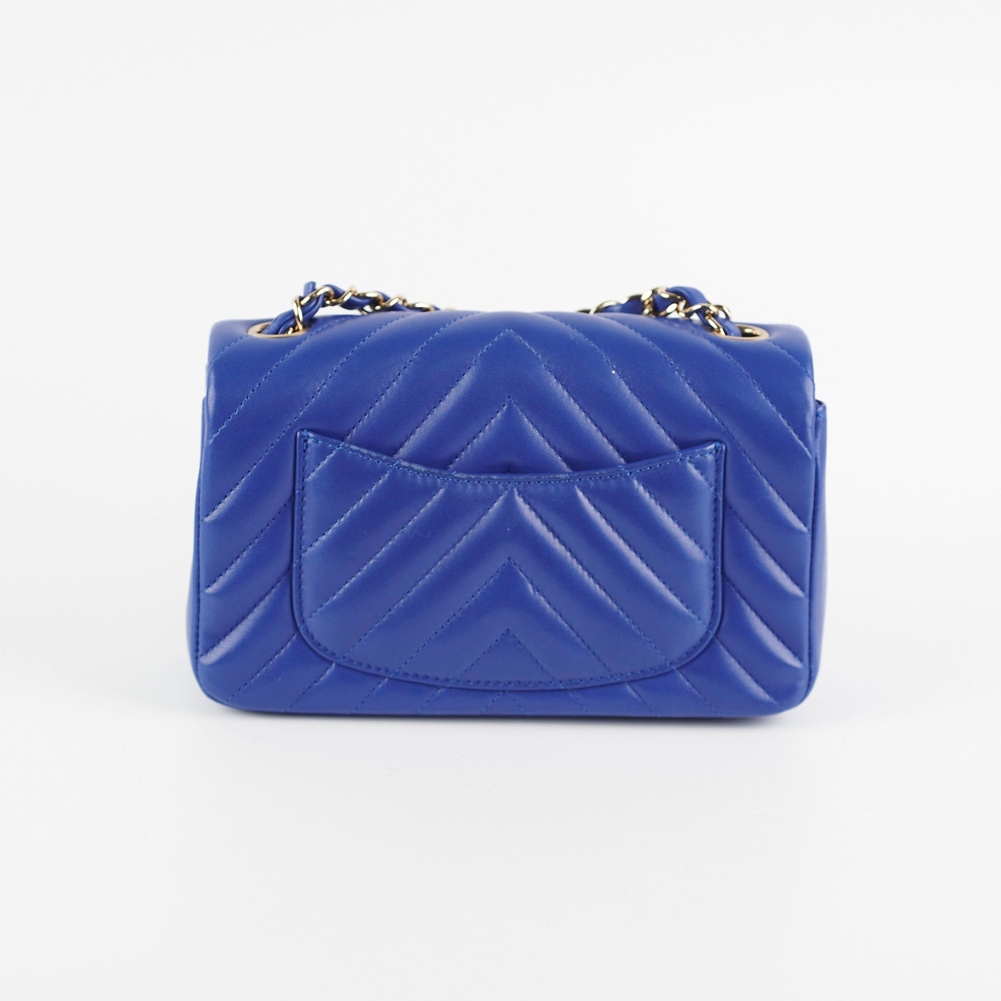Chanel Mini Rectangular Chevron Blue Leather Crossbody Bag - Luxury Designer Handbag for Women, Perfect for Parties, Dates & Everyday Use