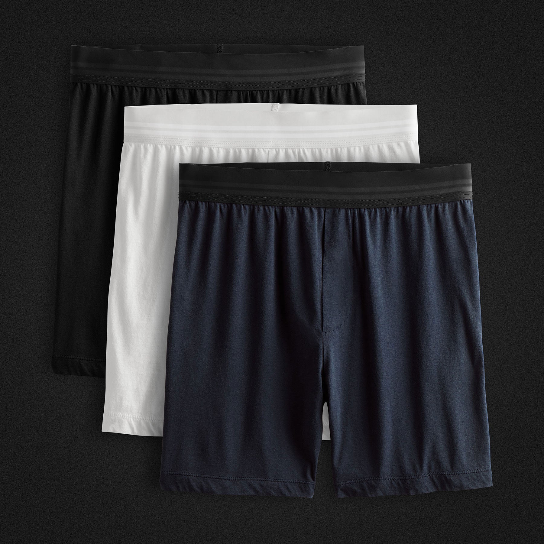 Men's Relaxed Fit Boxer Shorts 3 Pack - Black, White & French Navy - Soft Cotton Underwear for All-Day Comfort - Perfect for Sleep, Lounge & Everyday Wear