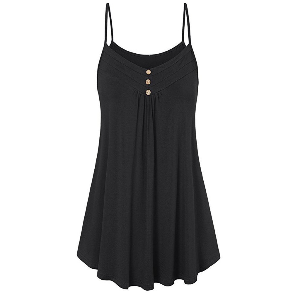 Women's Sleeveless Pleated Spaghetti Strap Camisole Tops - Casual Summer Round Neck Tank Tops for Women | Perfect for Beach, Gym, Yoga & Everyday Wear