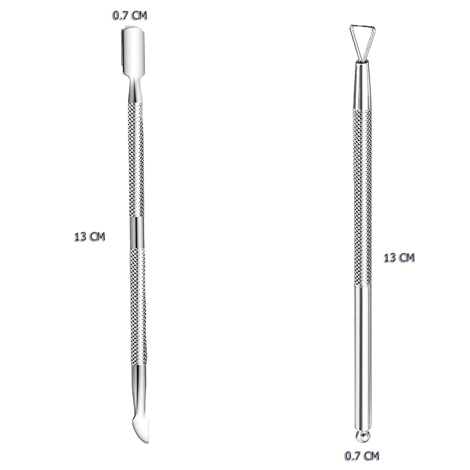 ARMIZ 2-Pack Stainless Steel Cuticle Pusher & Nail Polish Remover Kit - Double-Ended Cuticle Tool & Triangle UV Gel Remover for Professional Nail Art & Manicure | Perfect for Home & Salon Use