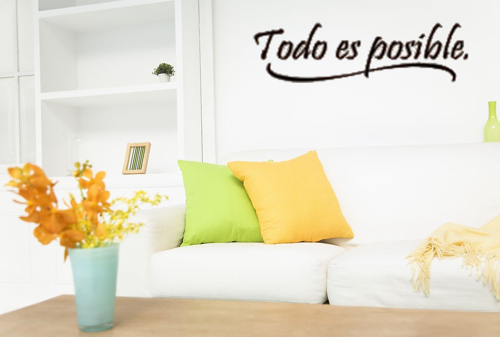 PVC Wall Stickers - 'Todo Es Posible' Spanish Quote Decals for Living Room & Bedroom - Black Self-Adhesive Wall Art (55.9cm x 15.2cm) - Perfect for Home Decor, Office Inspiration & Gift Ideas
