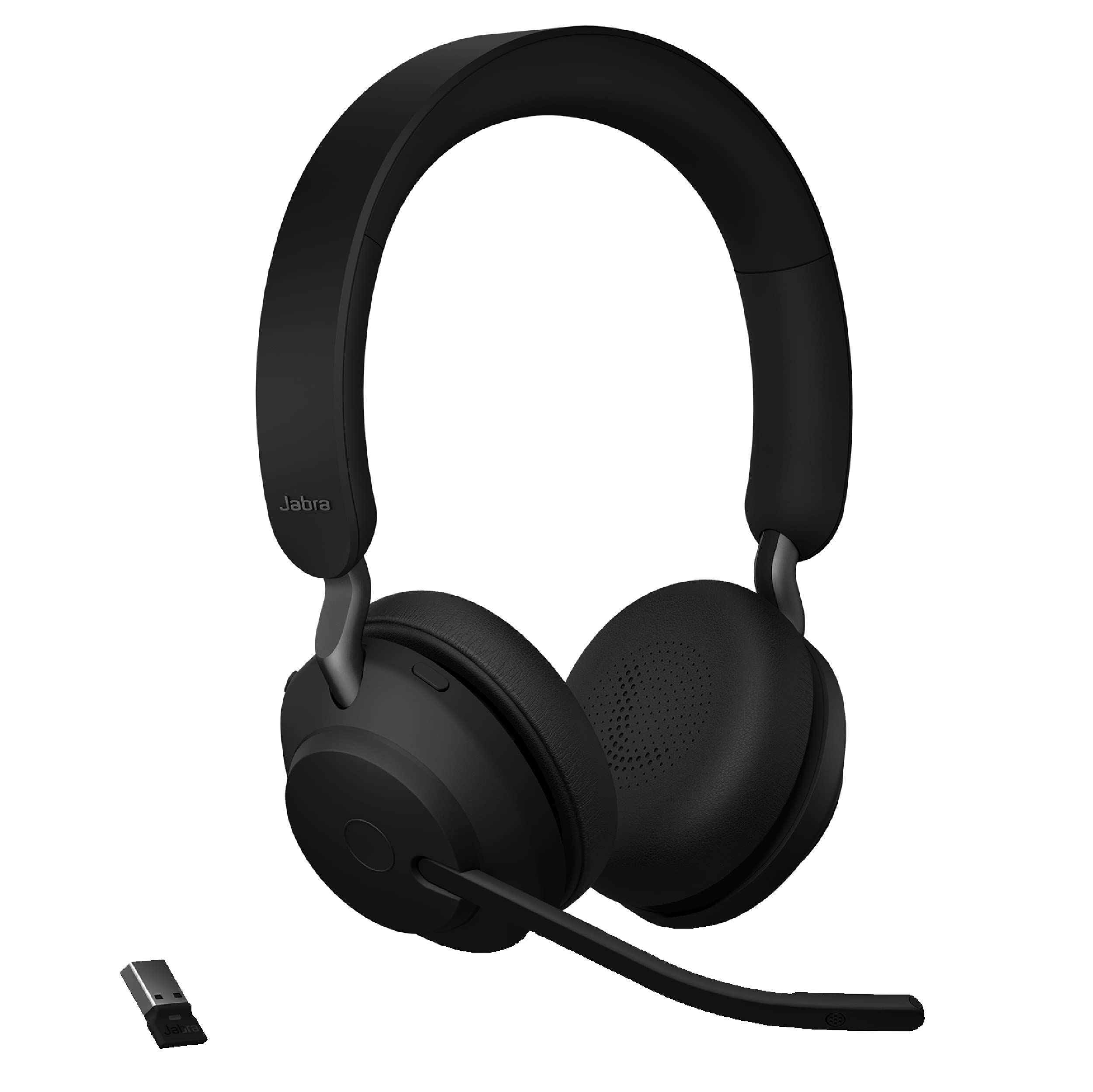 Jabra Evolve2 65 UC Wireless Bluetooth Headset with Link380a - Stereo Headphones for Calls & Music, 37H Battery Life, Passive Noise Cancelling (Black) | Perfect for Home Office, Remote Work & Online Meetings