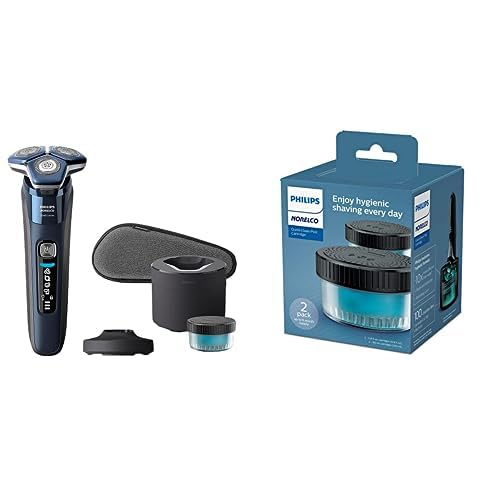 Philips Norelco 7800 S7885/85 Electric Shaver with 2-Pack Quick Clean Pod Cartridges CC12/52 - Wet & Dry Cordless Men's Razor for Travel, Home & Office Use