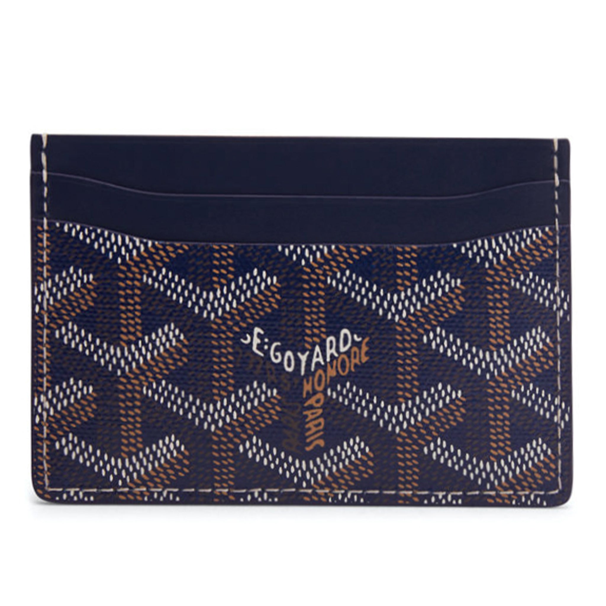 Goyard Saint Sulpice Navy Blue Leather Card Holder Wallet - Slim RFID Blocking Credit Card Case for Men & Women - Perfect for Travel, Business, and Everyday Use