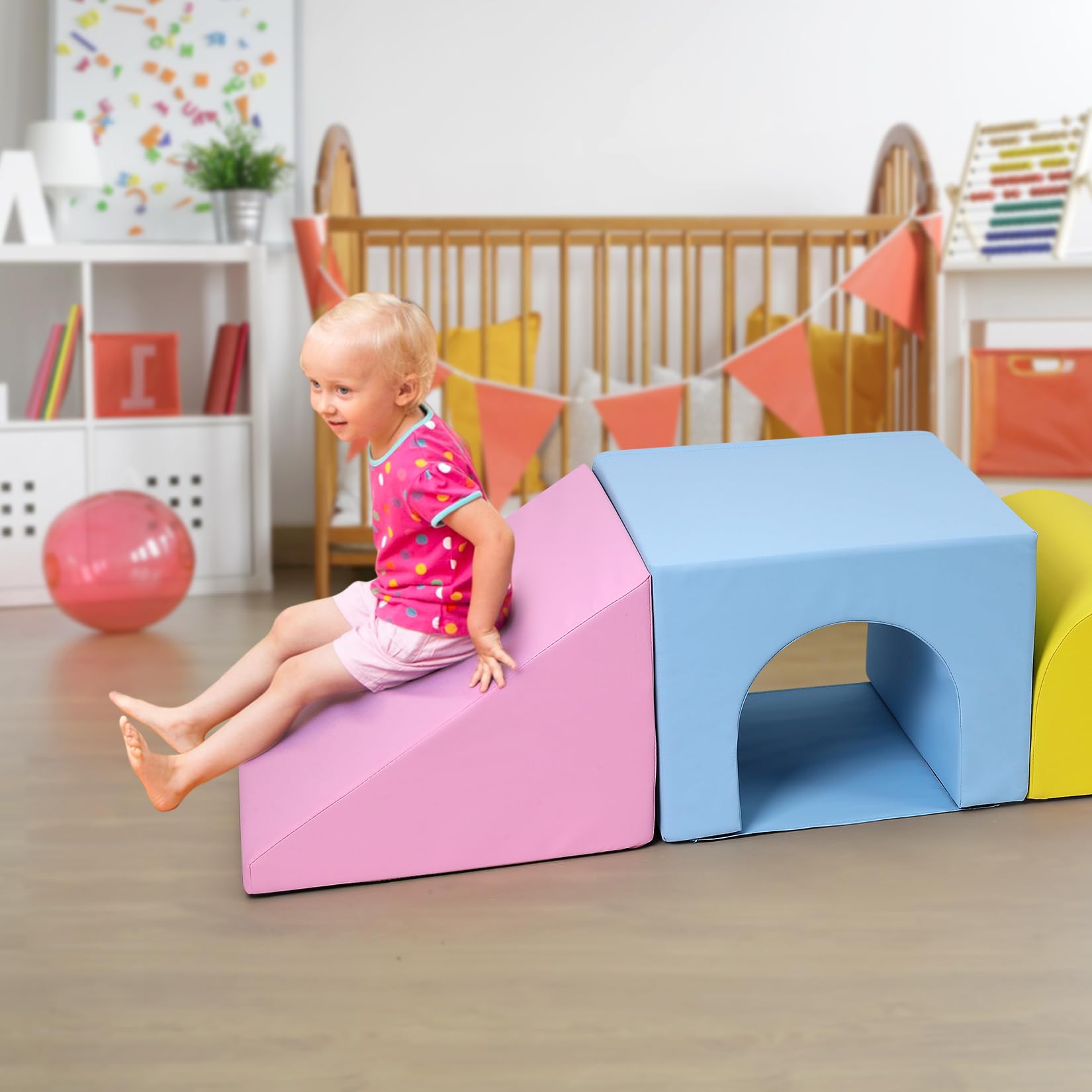 **Non-Toxic Foam Climbing Blocks for Toddlers 1-3 Years - Waterproof Baby Climbing Toys, Indoor Jungle Gym Set (4PCS) - Lightweight, Easy to Clean & Safe for Playrooms, Daycares & Home Use**