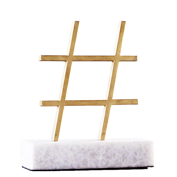 Elegant Gold Leaf Hashtag Sculpture - Modern Home & Office Decor - Perfect for Social Media Influencers & Trendy Interior Design
