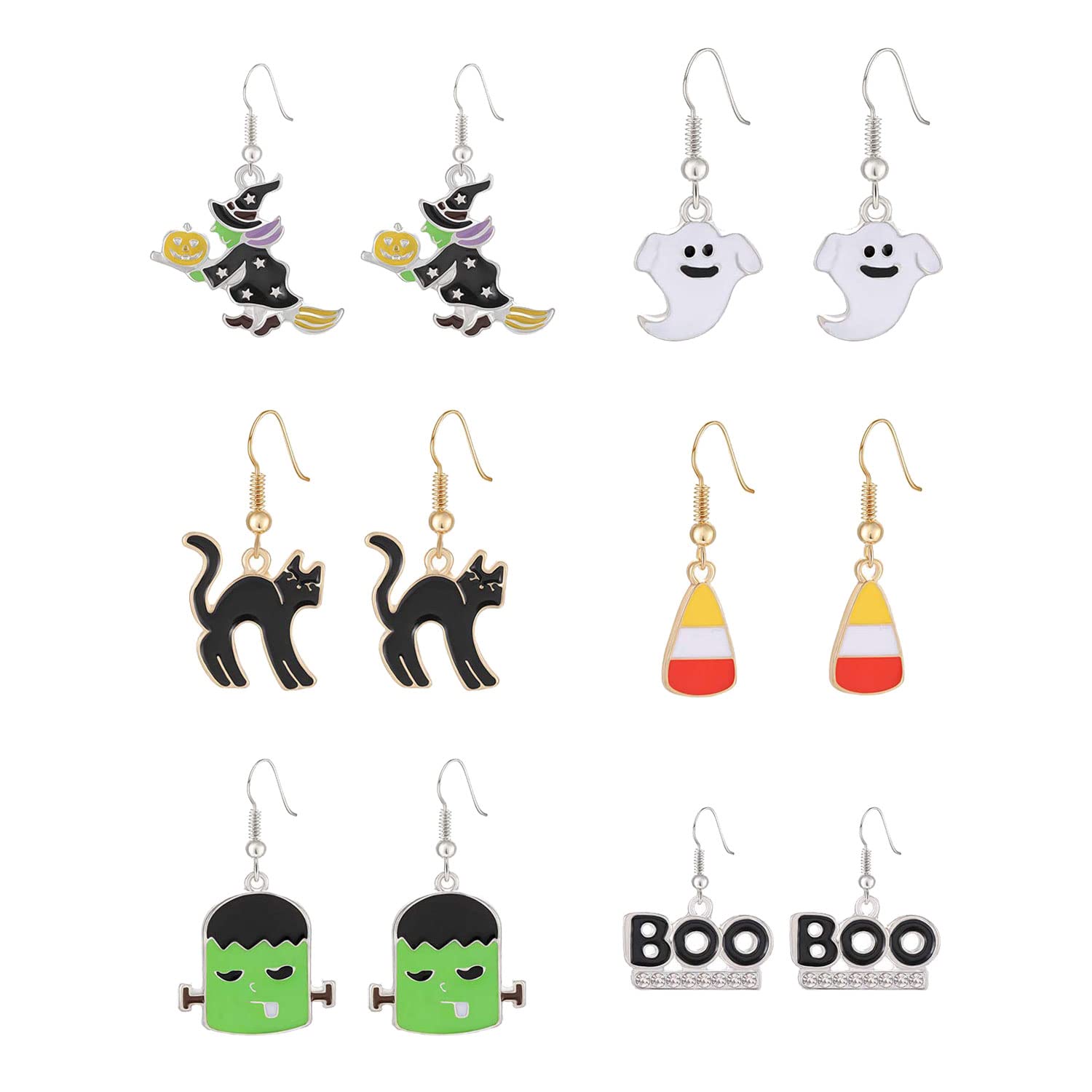 Halloween Drop Dangle Earrings Set - Pumpkin Ghost Spider Bat Cat Hook Earrings for Women & Girls | Perfect for Halloween Parties, Costume Accessories & Spooky Outfits