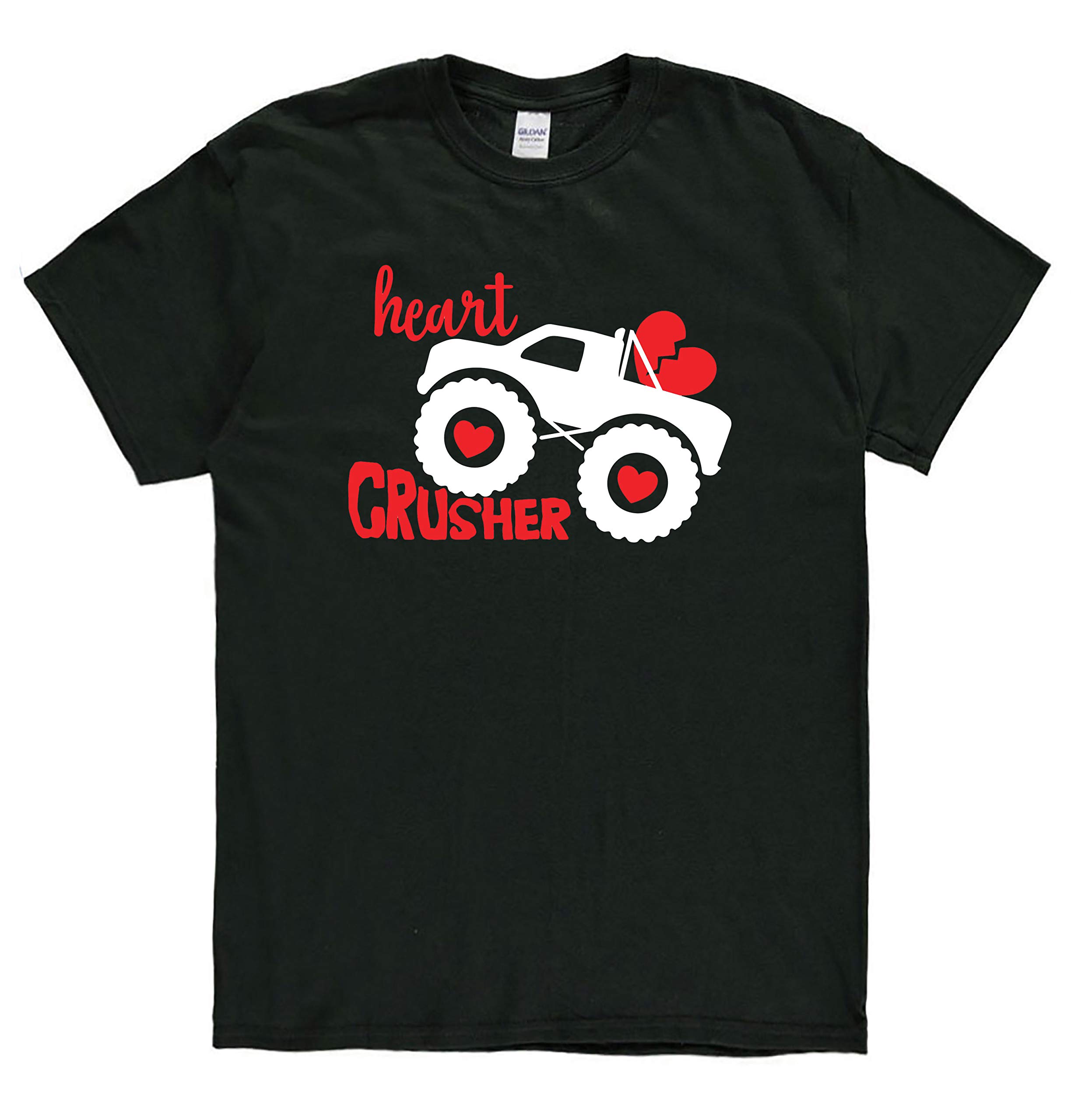 Valentine's Day Monster Truck T-Shirt for Kids - Heart Crusher Graphic Tee - Fun Valentine Gift for Boys & Girls - Perfect for School Parties & Family Celebrations