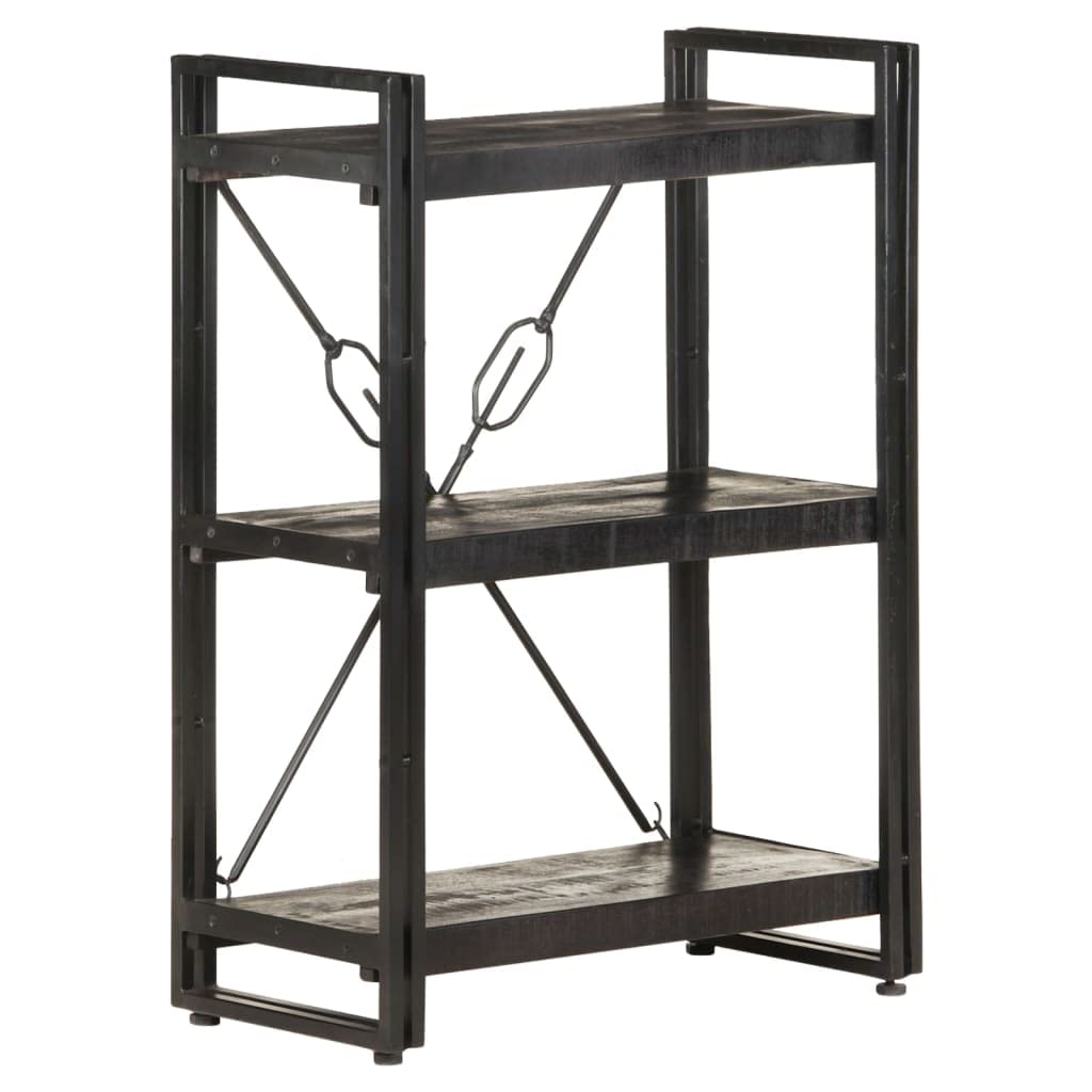 3-Tier Bookcase & Bookshelf - Solid Mango Wood Display Storage Shelf for Bedroom, Living Room & Office - 23.6