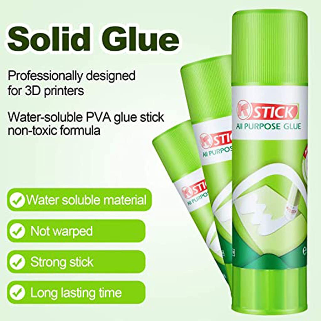 Dsxnklnd 3D Printer Glue Sticks - 3 Pack PVP Solid Adhesive for 3D Printing - Non-Toxic Water-Soluble Glue - Perfect for Bed Adhesion & Print Surface Preparation