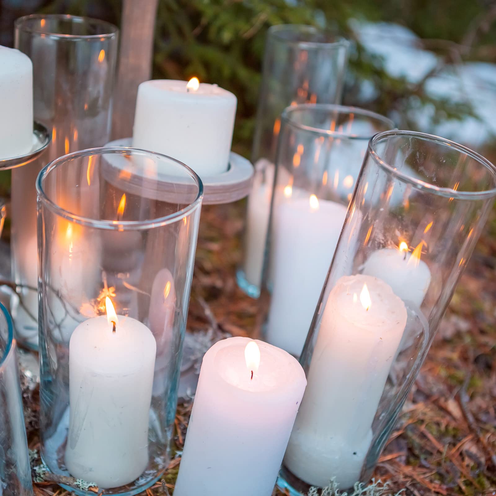 Clear Glass Hurricane Candle Holders Set of 3 (10