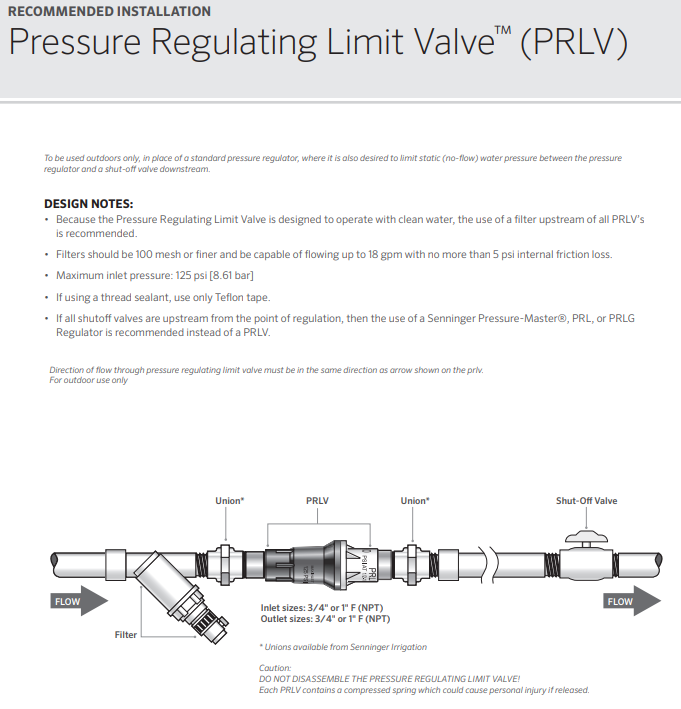 Senninger 20mm Pressure Reducing Valve - High Precision Water Flow Control for Irrigation, Plumbing & Hydroponic Systems - Perfect for Home, Garden & Agricultural Use
