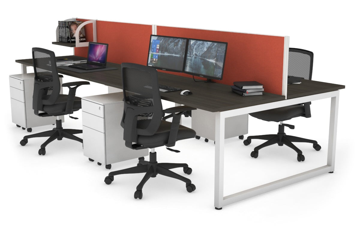 Quadro Loop Legs 4-Person Office Workstation Desk - 1600L x 700W - Modern Collaborative Workspace Solution for Team Projects & Open Office Layouts