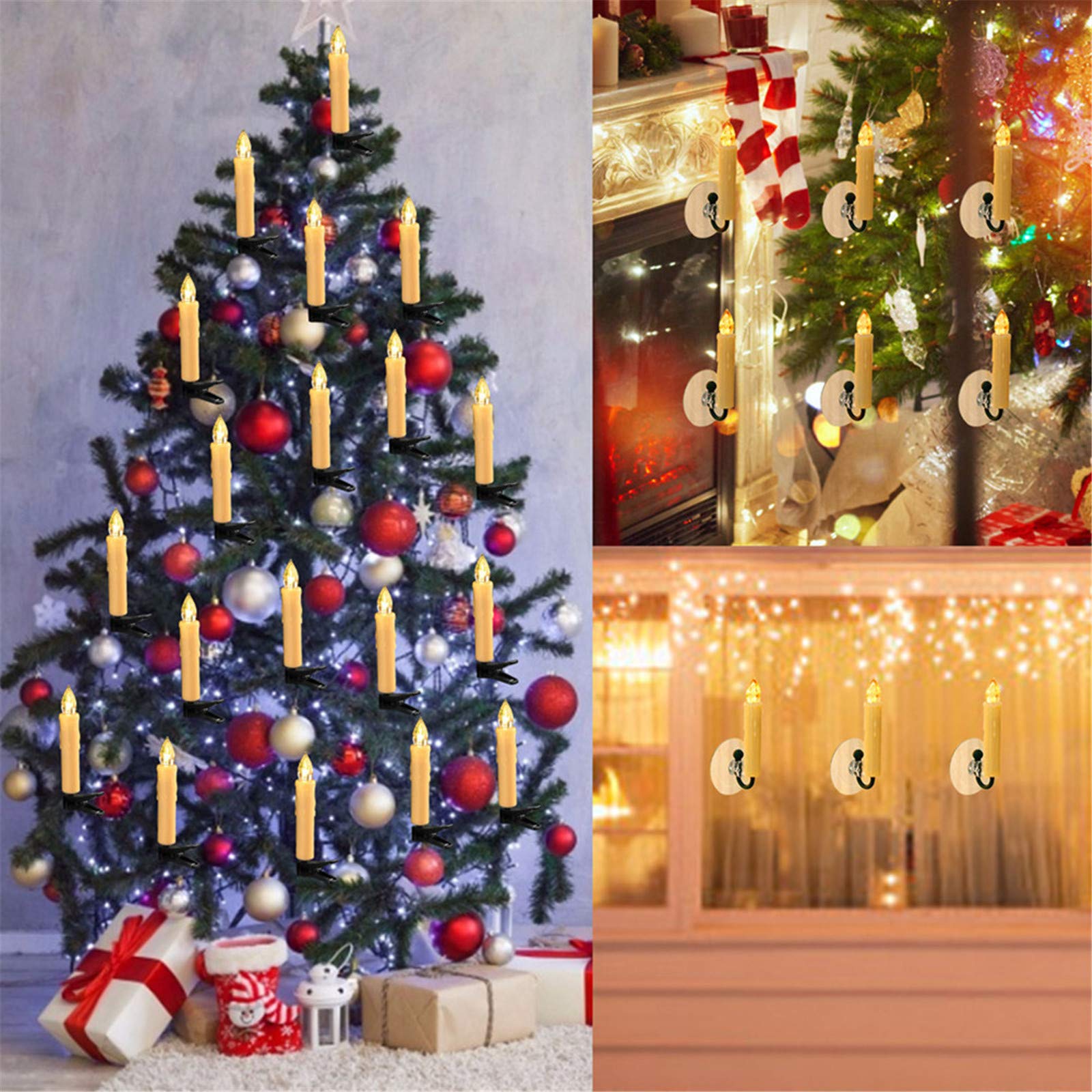 12 Pack Flameless LED Window Candles with Remote & Timer - Battery Operated Ivory Taper Candles for Christmas, Wedding, Birthday Party Decor - Warm White Ambiance Lighting for Home, Church, Restaurant & Holiday Displays