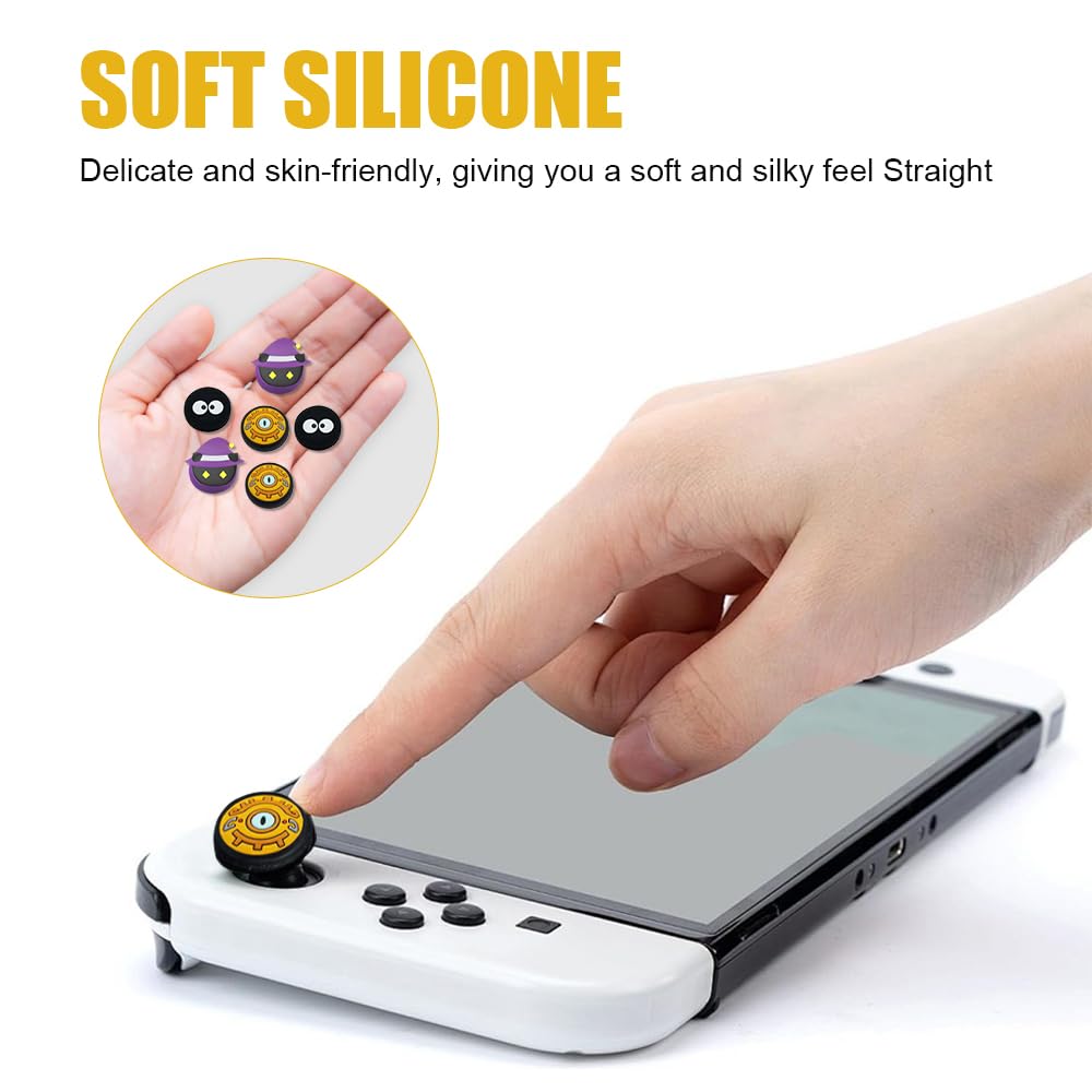6-Piece Silicone Joystick Caps for Nintendo Switch Joy-Con - Analog Thumbstick Grips & Protective Cover Set - Perfect for Gaming, Travel, and Controller Protection