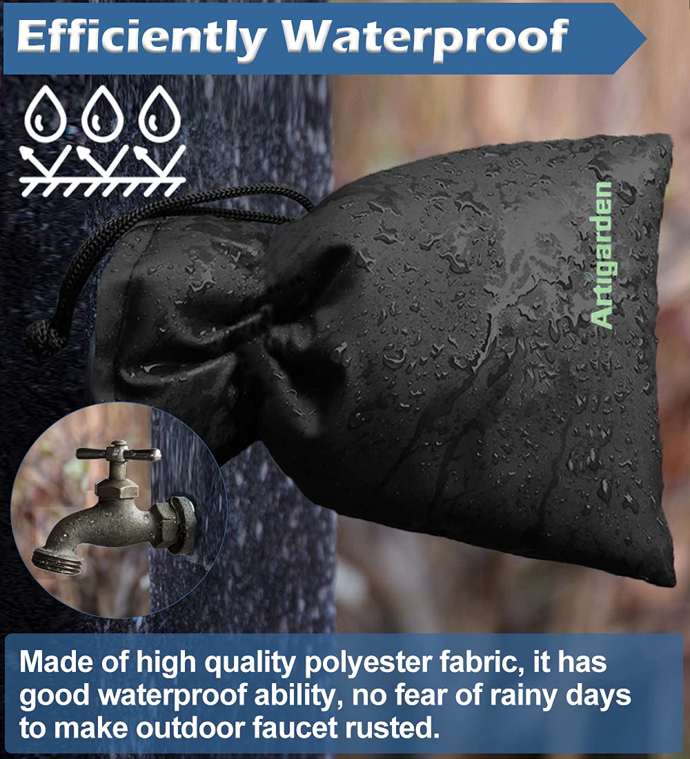 Upgraded Outdoor Faucet Cover for Winter Freeze Protection - Insulated Water Hose Bib Cover for Cold Weather, Black, Pack of 2 - Perfect for Home, Garden, and RV Use in Freezing Temperatures