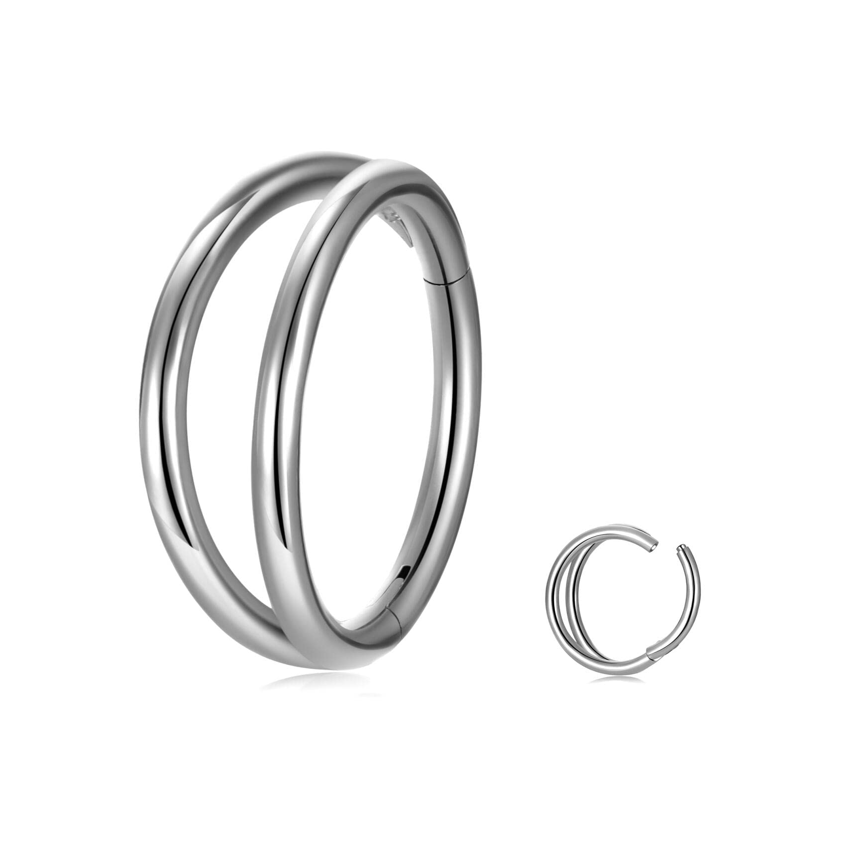 16G Double Septum Hoop Rings - Surgical Steel Nose Clicker Piercing Jewelry for Women & Men | Open Stacked Conch Nose Rings for Everyday Wear, Parties & Self-Expression