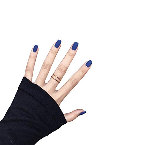 24-Piece Short Square Press On Nails Set - Blue Matte Acrylic False Nails with Full Cover Design for Women | Easy Manicure Art at Home | Perfect for Parties, Weddings & Daily Wear