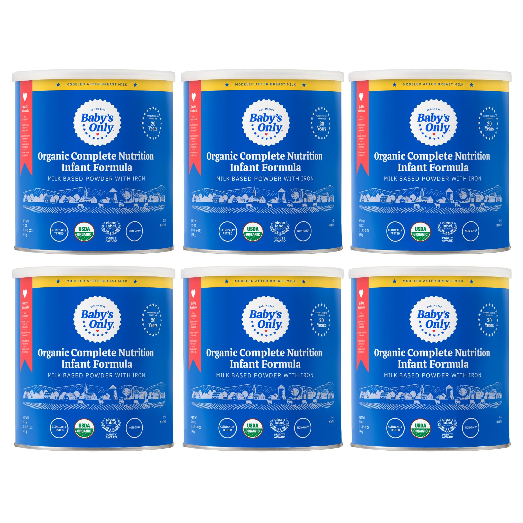 Organic Baby Formula Powder - Baby's Only Complete Nutrition Infant Formula, Milk-Based with Iron & Vitamin D, Newborn to 12 Months (21oz, 6-Pack) | Gentle Digestion, Closest to Breast Milk for Healthy Growth - Ideal for Home, Travel & Daycare Use