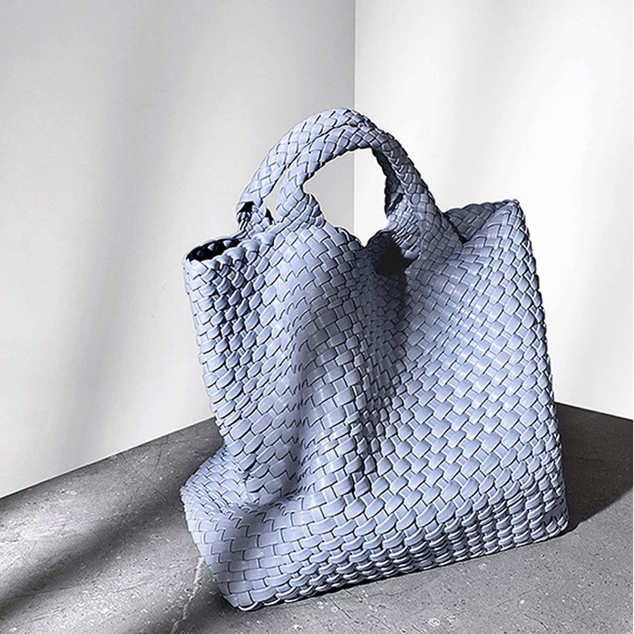 Eco-Friendly Vegan Leather Woven Tote Bag - Large Capacity Women's Shoulder Bag for Shopping & Travel