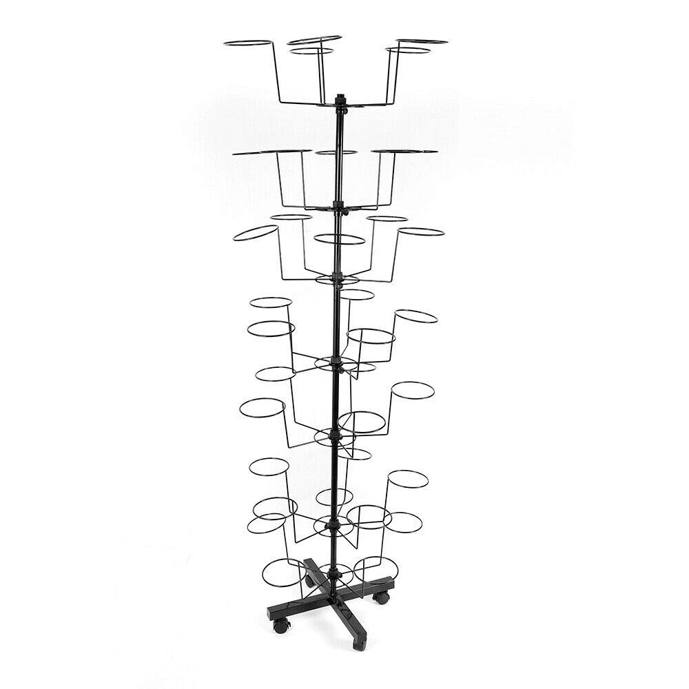 DIFU 7-Tier Adjustable Rotating Hat Rack Stand - Metal Cap Holder & Organizer for Baseball, Cowboy, Women's & Men's Hats - Black (US Stock) | Perfect for Retail Stores, Closet Organization & Hat Collections
