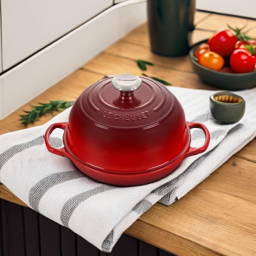 Le Creuset Enameled Cast Iron Bread Oven - 5.5 Quart, Cherry Red (Cerise) | Perfect for Artisan Bread Baking, Dutch Oven Cooking & Kitchen Decor