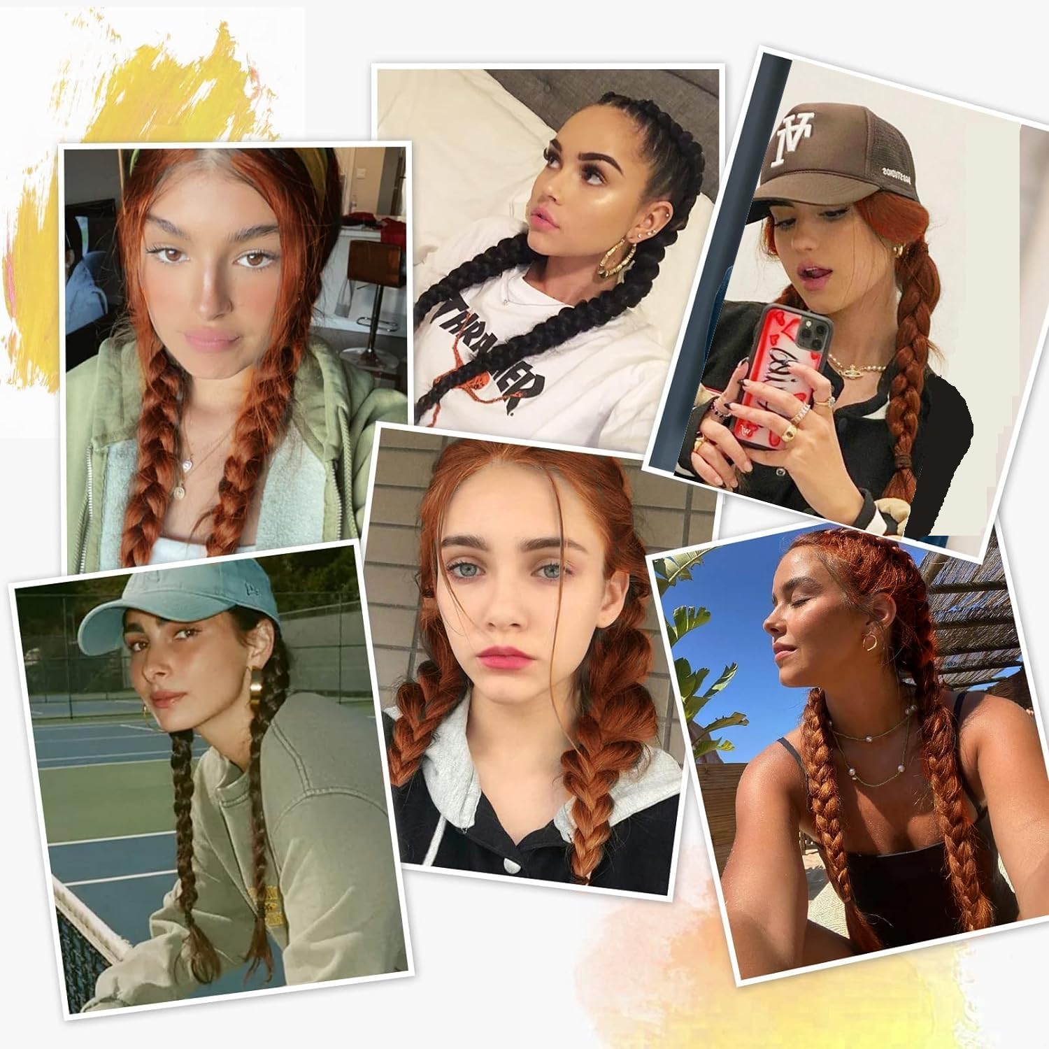 100% Hand-Braided Baby Hair Synthetic Lace Front Wigs for Women - Copper Red 360# | Natural-Looking Hair Replacement for Daily Wear, Cosplay & Special Occasions