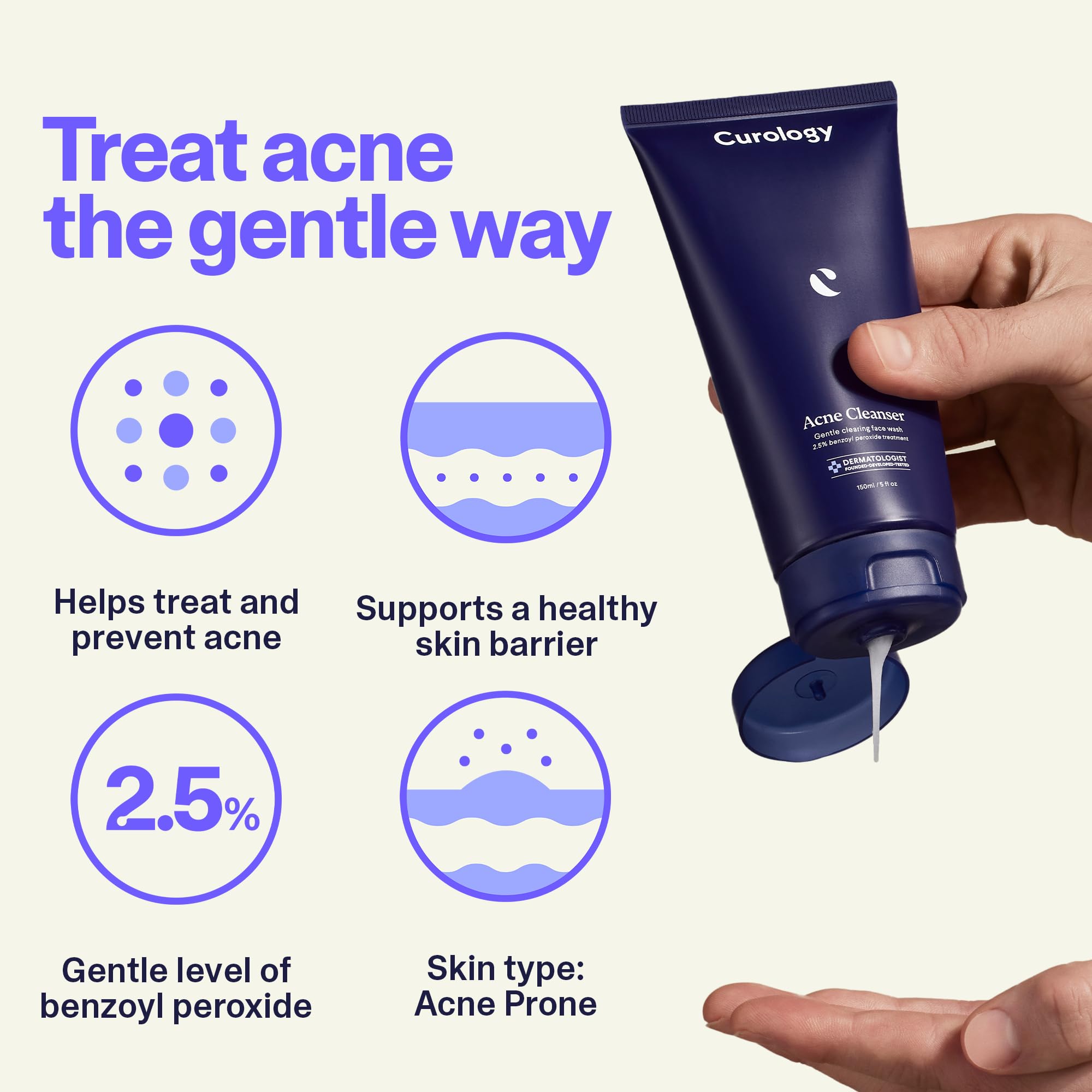 Curology Acne Treatment Kit - 40 Spot Pimple Patches & 2.5% Benzoyl Peroxide Face Wash for Clear Skin | Fragrance-Free Skincare Set for Teens & Adults | Perfect for Daily Acne Care & Emergency Breakouts