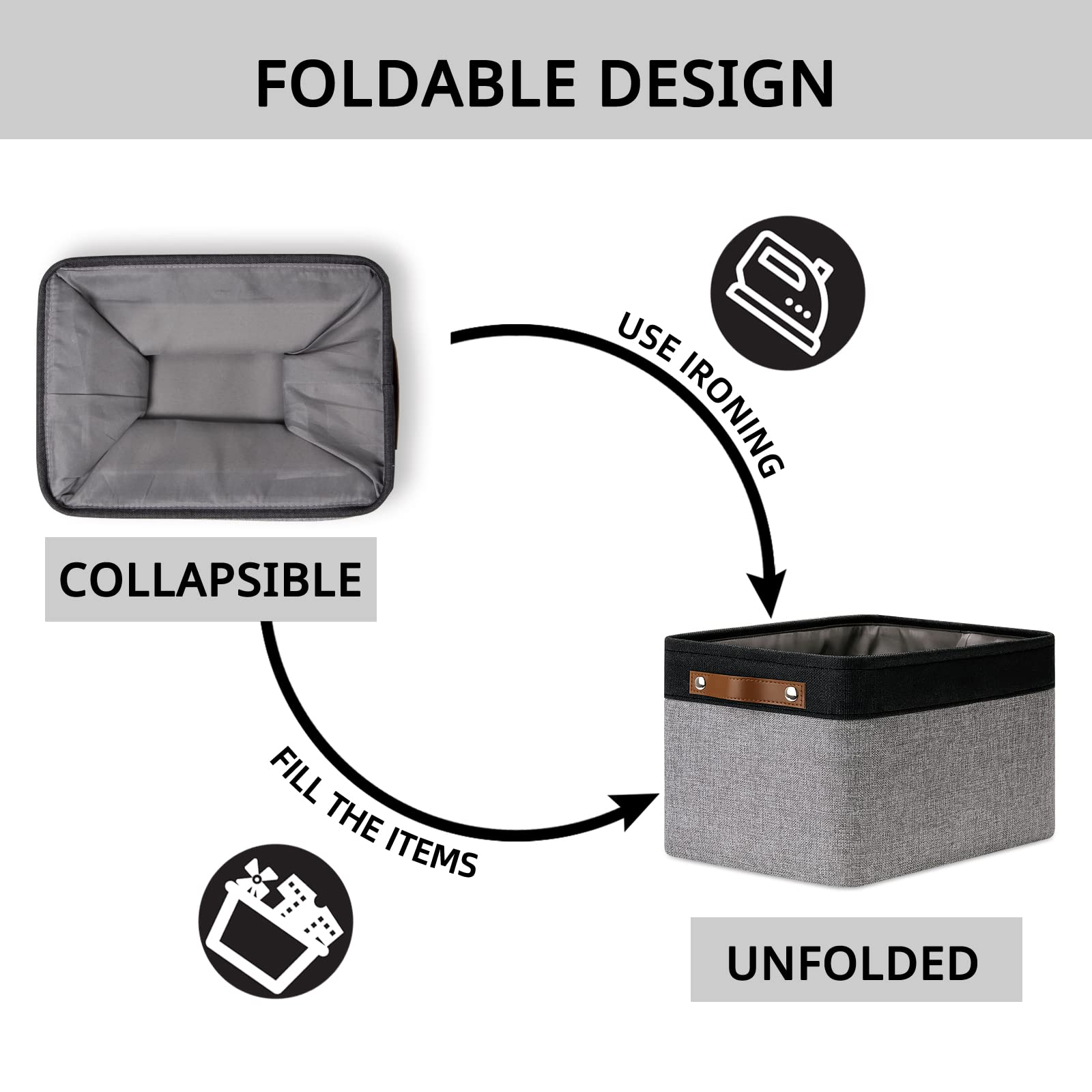 DULLEMELO Canvas Storage Bins with Handles - 4-Pack Fabric Organizer Baskets for Shelves, Bedroom, Office & Nursery - 15