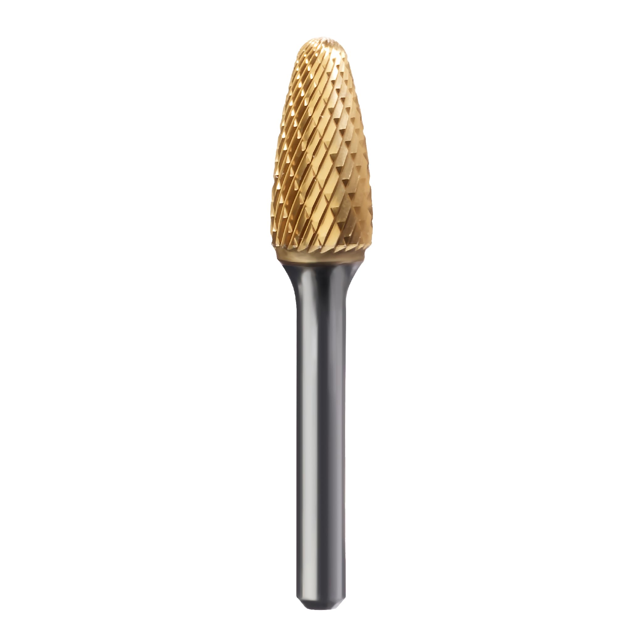 Champion SF15 Double Cut TiN Coated Carbide Burr - High Speed Rotary File for Metal, Wood, Plastic - Perfect for DIY, Automotive, and Metalworking Projects