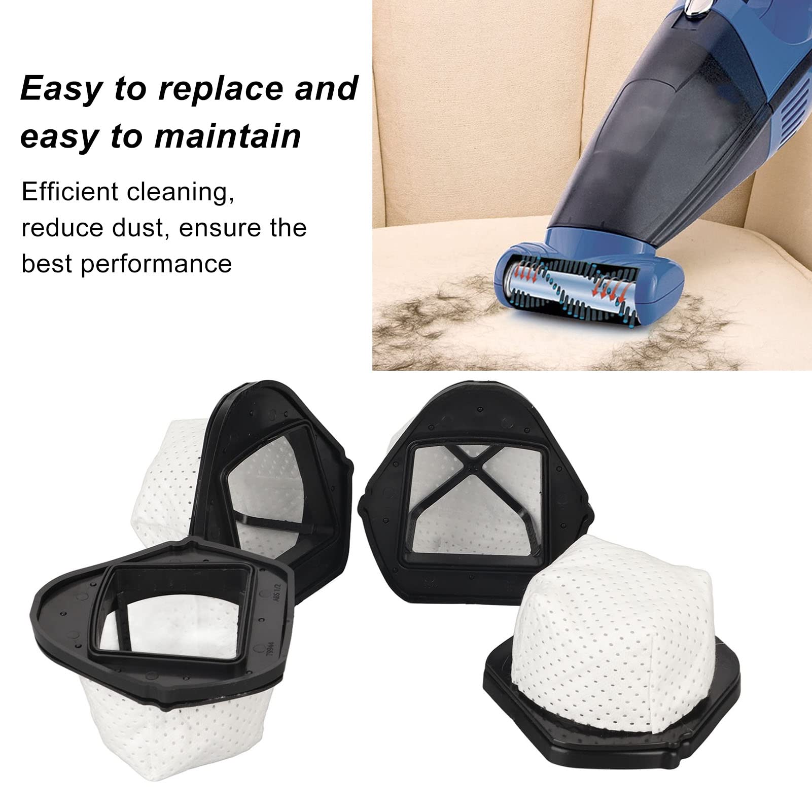 4 Pack Handheld Vacuum Cleaner Filter Replacement - Compatible with XSB726N SV75 SV70 SV726 Models - Perfect for Home, Car & Pet Hair Cleaning