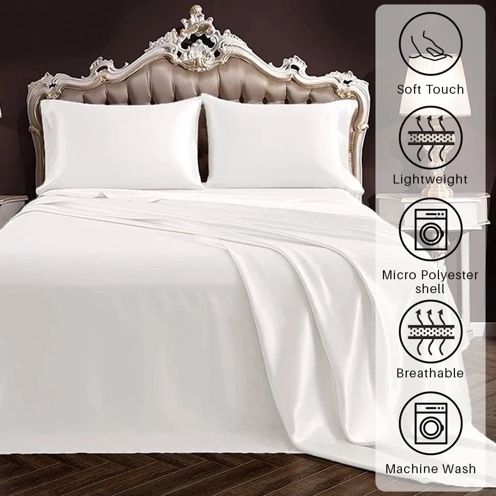 Luxury Silk Satin Comforter King/Cal King Size - 300 GSM Down Alternative Bedding Set | Box Stitched Hotel Quality Quilt | Ultra Soft & Fluffy Machine Washable Duvet Insert (Turquoise Blue) for Master Bedroom, Guest Room & Luxury Hotel Decor