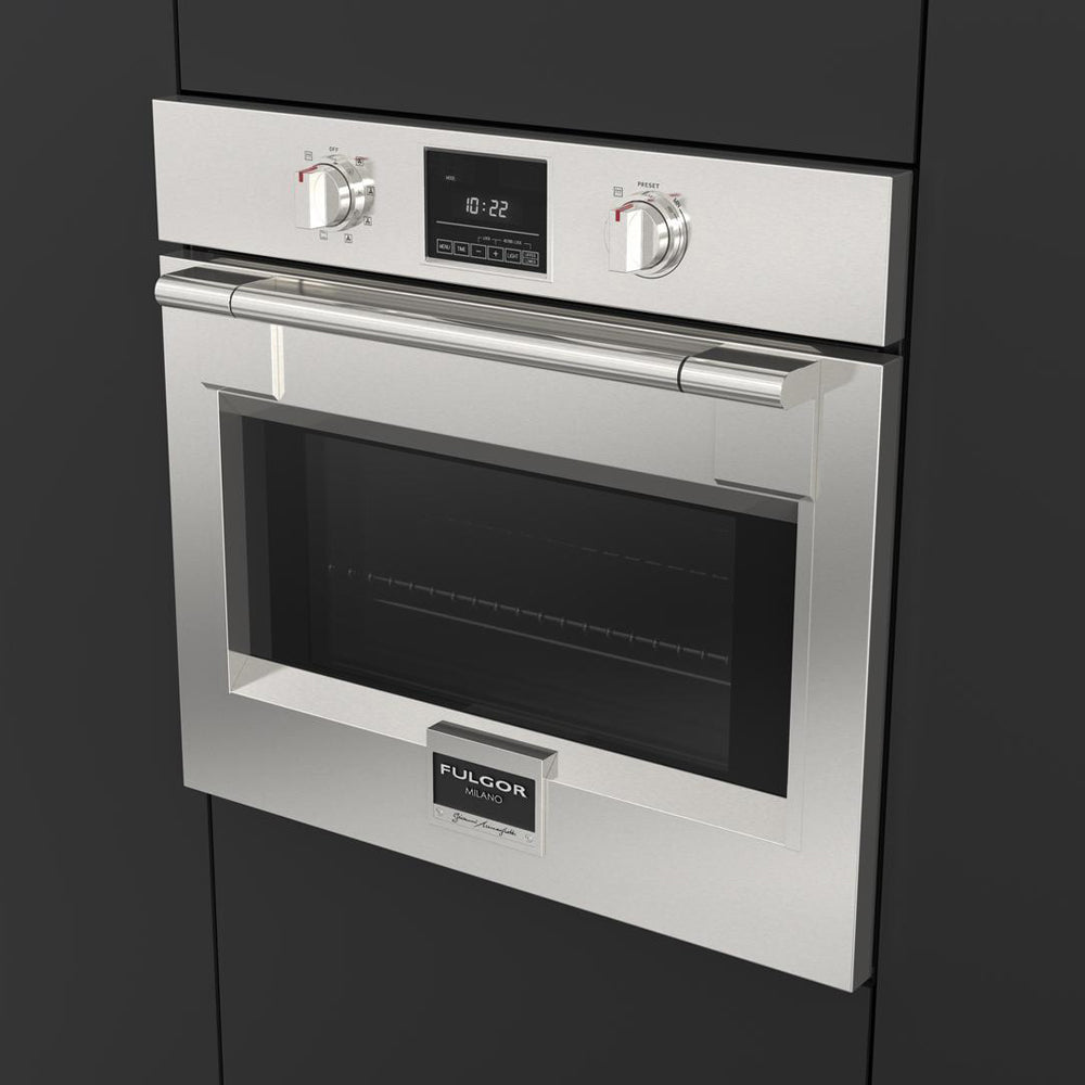 Fulgor Milano 30 Inch Stainless Steel Built-In Single Electric Wall Oven - F6PSP30S1 | Perfect for Modern Kitchens, Baking, Roasting & Gourmet Cooking