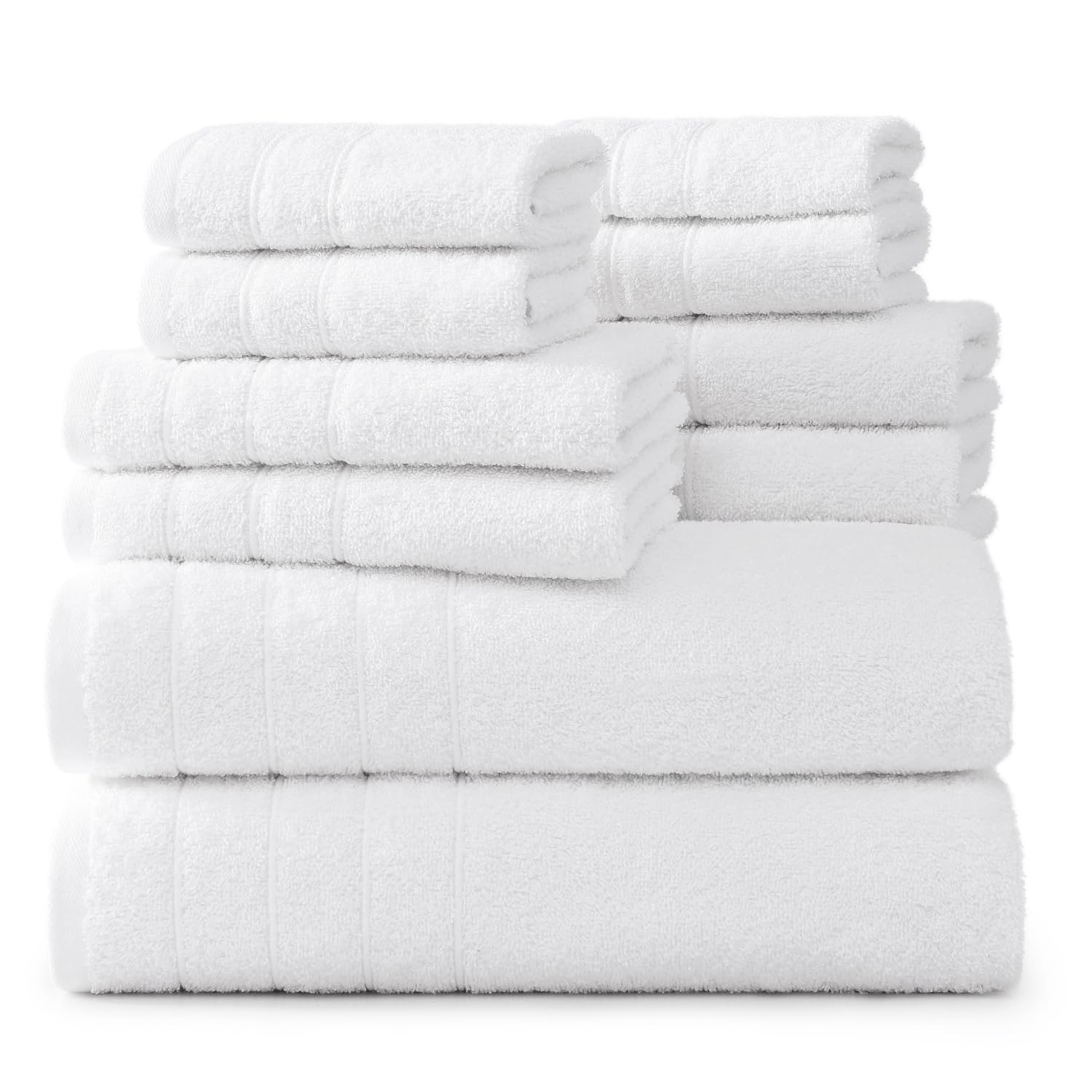 Premium 8-Piece Casa Platino White Bath Towel Set - 100% Egyptian Cotton Bathroom Towels (2 Large 30