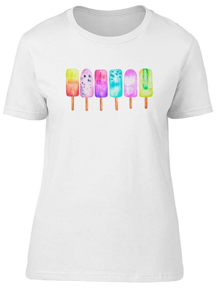 Vibrant Tropical Ice Pops Print T-Shirt for Women - Soft Cotton Casual Tee for Summer Beach Outings & Vacation Style