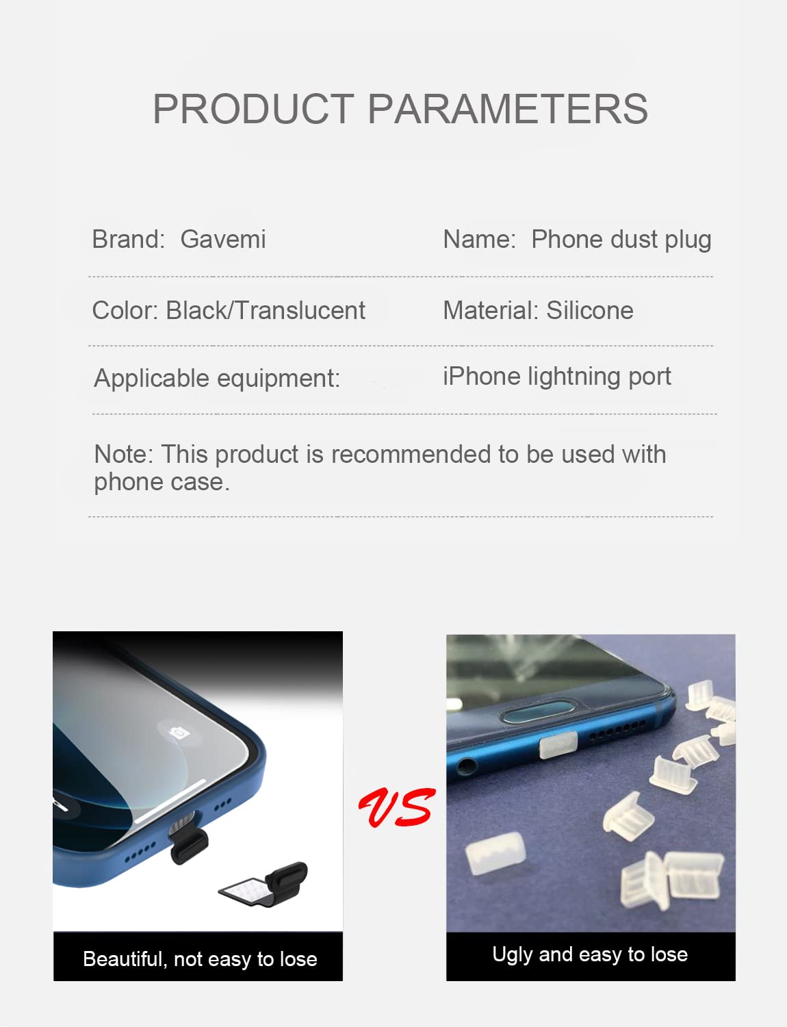 Lightning Port Dust Plug for iPhone - Anti Dust Charging Port Cover Protector (Black) | Perfect for Travel, Gym & Everyday Use to Keep Your Phone Clean